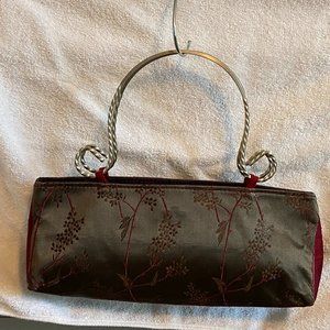 Silk Evening Bag with Metal Loop Handles